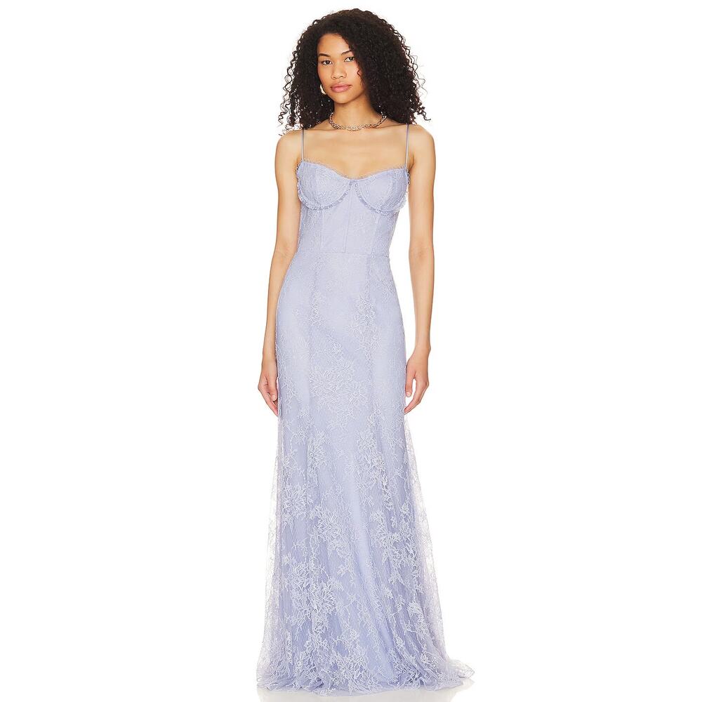 KATIE MAY PERIWINKLE LACE JASMINE BUSTIER GOWN
